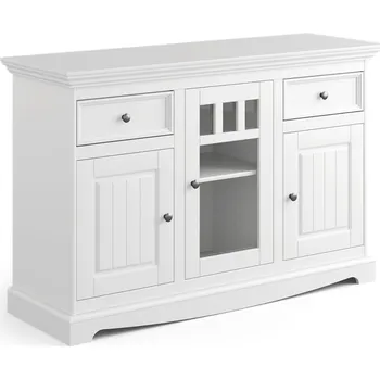 Komoda Massivo.cz Třídveřová dřevěná komoda Belluno Elegante, bílá, masiv, borovice