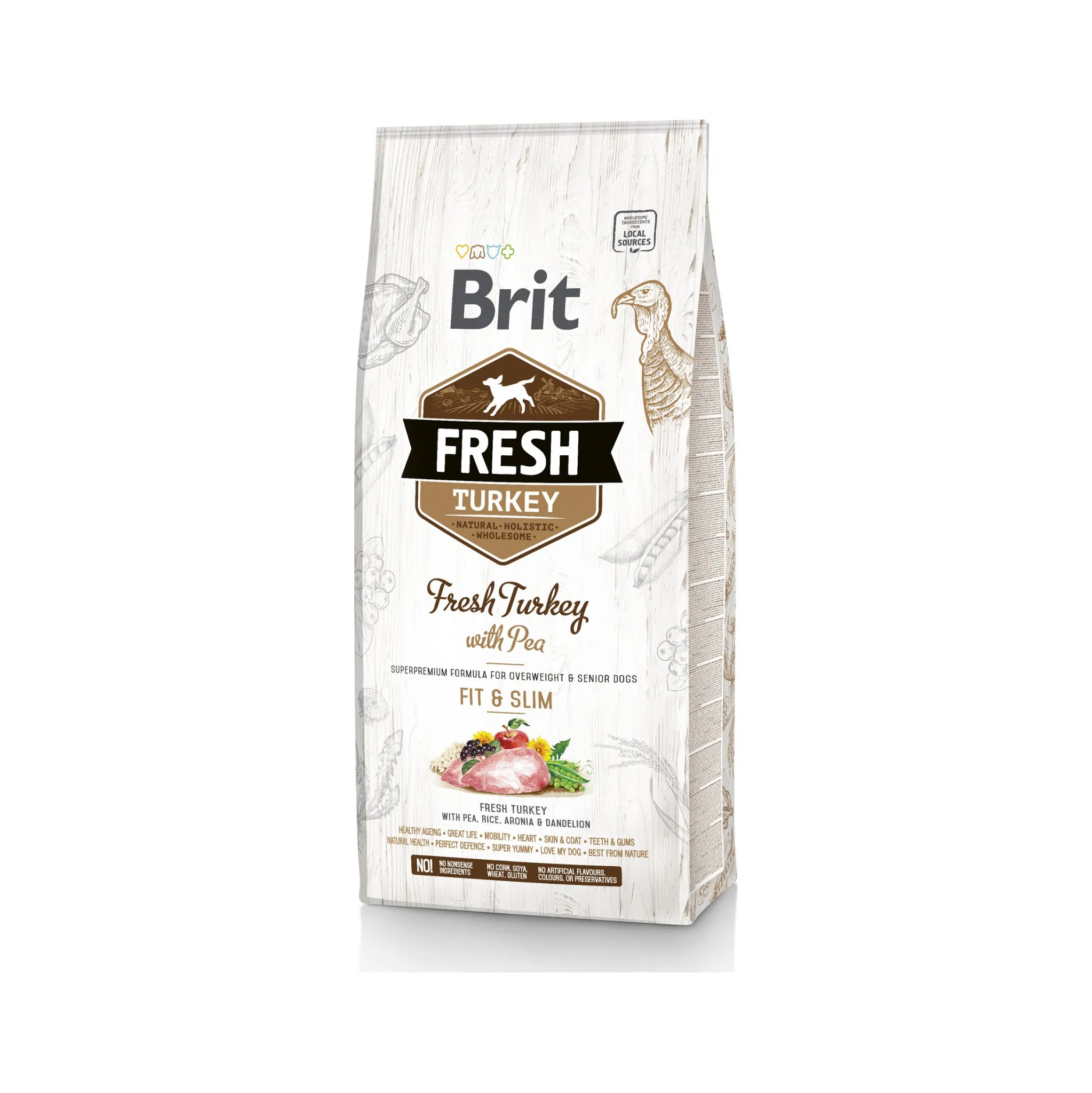 Fotografie 1 - Krmivo pro psa Brit Dog Fresh Senior Light Fit & Slim Turkey/Pea 12 kg