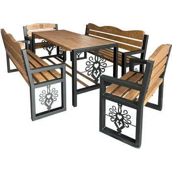 Zahradní sestava Jandrew Dřevěný zahradní nábytek, zahradní set 9 kovový rám Jandr barevné odstíny: bez povrchové úpravy