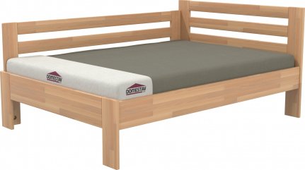 Manželská postel EKONOMY FREZIE, zábrana levá 140x200, buk cink