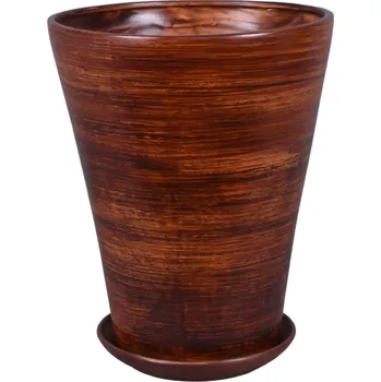 Obal na květináč Nohel Garden Květník MILENIUM WOOD+podmiska keramický mat d27x35cm