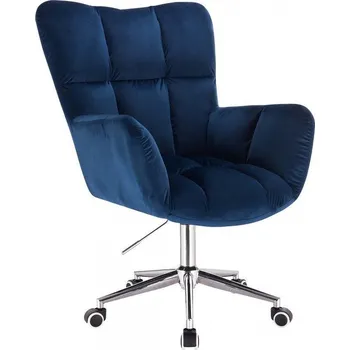 LuxuryForm DESIGN Kosmetické křeslo AURORA VELUR na stříbrné podstavě s kolečky - modré
