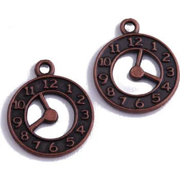 Přívěsek Přívěsek HODINY měděné - 18x22mm, 2ks