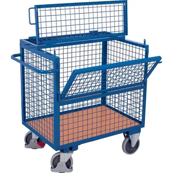 Vysoký uzavíratelný skříňový vozík s madlem a mřížovými stěnami, Variofit sw-800.411, 5 polic,180 x 131,5 x 91 cm, do 500 kg