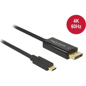 Kabel do PC Delock USB-C® / DisplayPort kabelový adaptér USB-C ® zástrčka, Konektor DisplayPort 1.00 m černá 85255 pozlacené kontakt