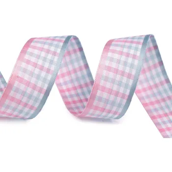 Károvaná stuha šíře 25 mm, barva 1 růžová sv.
