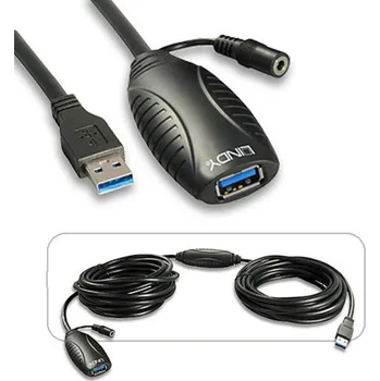 Elektrická zásuvka LINDY USB kabel USB 3.2 Gen1 USB-A zástrčka, USB-A zásuvka 10.00 m černá 43156