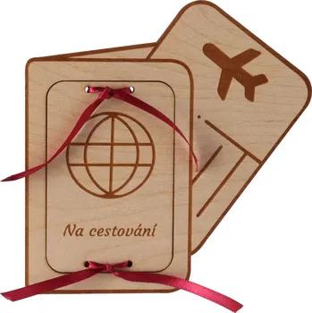 Dárková krabička ČistéDřevo Dřevěná kapsa na peníze - Na cestování
