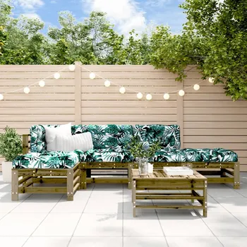 6dílná zahradní sedací souprava a podušky impregnovaná borovice Hnědá 3185919