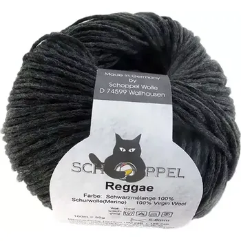 Příze Schoppel Wolle Reggae 9093 M Schwarzmelange (Příze merino Reggae 9093 M Schwarzmelange)