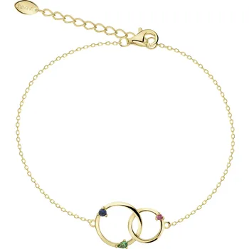 Náramek Pozlacený stříbrný náramek se zirkony - kroužky - AP537-5434