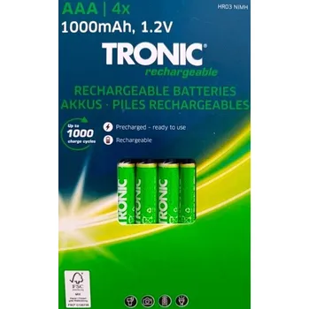 Článková baterie TRONIC Nabíjecí baterie Ni-MH Ready 2 Use, AAA 4 kusy