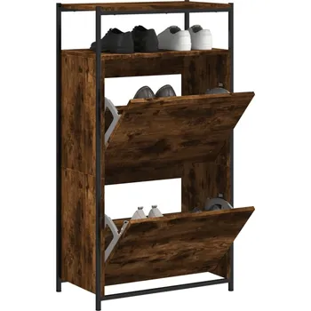 Botník Botník kouřový dub 60 x 34 x 112 cm kompozitní dřevo Hnědá 840031