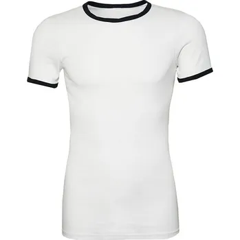 Pánské tričko FOSTEX Triko krátký rukáv MARINE BÍLÉ s modrým lemem BÍLÁ - WHITE XS