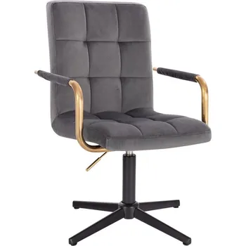 LuxuryForm DESIGN Kosmetická židle VERONA GOLD VELUR na černém kříži - tmavě šedá