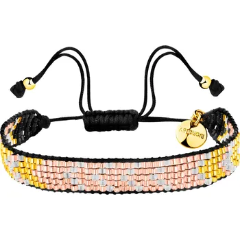 Náramek Náramek s prvky z pozlacené mosazi a skleněnými korálky - AR538-7612