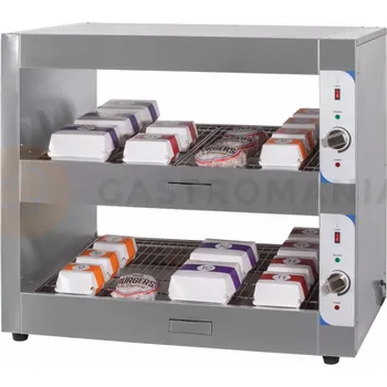 Ohřívač na hamburgery, ohřevná vitrína, dvě police, 2 kW, 1000x600x900 mm | RESTO QUALITY, RQBINPP100