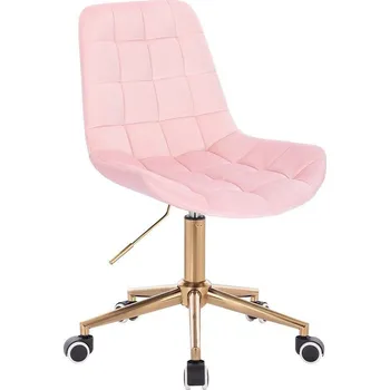 LuxuryForm DESIGN Kosmetická židle PARIS VELUR na zlaté podstavě s kolečky - světle růžová