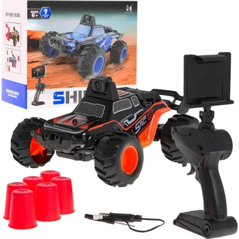 RC model Ramiz Dálkově ovládané terénní auto SHINE s Wi-Fi kamerou pro děti 6+ 2,4 GHz dálkové ovládání + chytač telefonu + 6 pohárků + světla