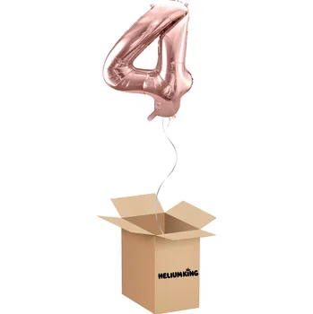Party dekorace HeliumKing Balónový box - Narodeninové číslo 4 ružovo-zlaté 86 cm