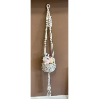 Aw. gifts Makramé závěs na květináč korálky béžový 1 ks