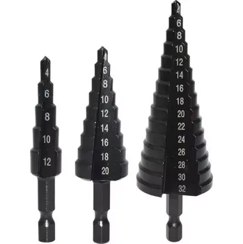 Vrták Sada stupňovitých vrtáků HSS-TiN 3ks 4-12/4-20/4-32 s HEX šestihranem