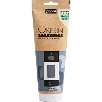 Vodová barva Akrylová barva Pébéo Origin Acrylics - 35 Neutral Grey Objem: 240 ml
