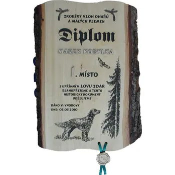 Diplom psí výstava a zkoušky č.740 deska s kůrou 3D