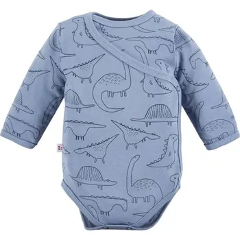 Eevi Body rozepínací s dlouhým rukávem ANIMALS modré Dino - 56