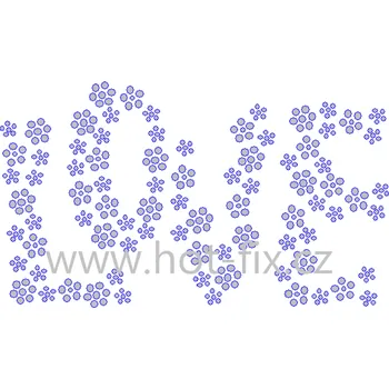 VAL014 - love nažehlovací hot-fix kamínková aplikace na textil, rozměry cca 14,7x8,6cm barva: kameny barva 101 Crystal /stříbrná