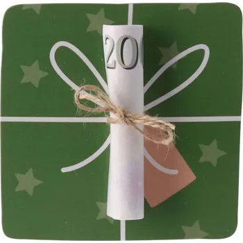 Vánoční dekorace ČistéDřevo Dřevěná karta na peníze - vánoční zelená