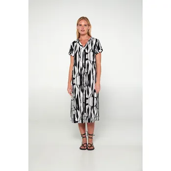 Dámské šaty Dámské letní šaty s rukávem bílo černé Vamp 20442 Velikost: M
