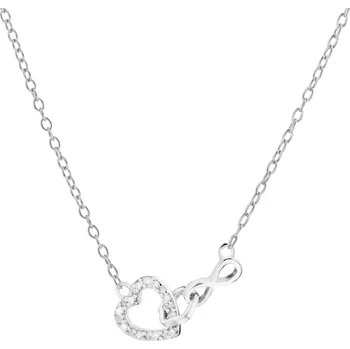 Náhrdelník Stříbrný náhrdelník se zirkony - srdce, nekonečno - AP537-9498