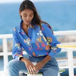 Košile s potiskem květů modrá/vícebarevná 48