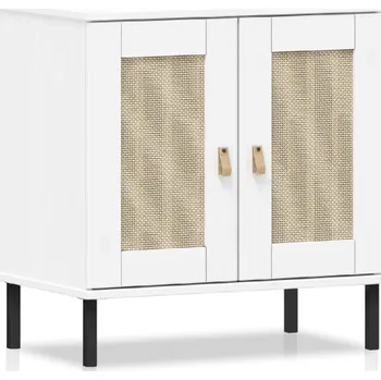 Koupelnový nábytek Bílá skříňka pod umyvadlo masiv borovice a ratan Sibony