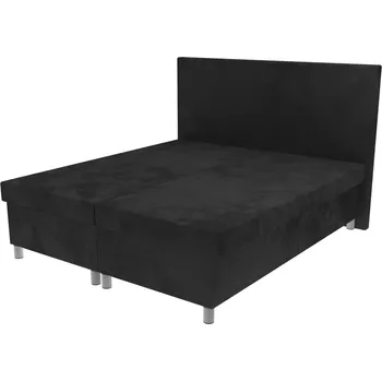 Postel Manželská postel Valerie na nohách s hladkým čelem, lamelovým roštem a úložným prostorem - Černá, 160x200 cm, Bez navýšení, Molitanová 13 cm