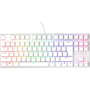 Počítač Genesis tichá herní klávesnice THOR 303/TKL/RGB/Outemu Peach Silent/Drátová USB/US layout/Bílá