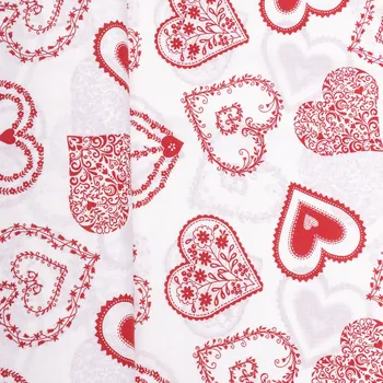 Tegatex Folklorní látka metráž - zdobená červená srdce