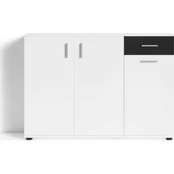 Komoda ByLIVING Jakob Dřevotříska melamin bílá černá