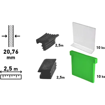 Sada nářadí Sada příslušenství pro kotvení skla tloušťky 20,76 mm do profilu délky 2,5 m