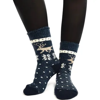 Dámské ponožky Vánoční dámské ponožky sobík tmavě modré, VELIKOST 35 - 38