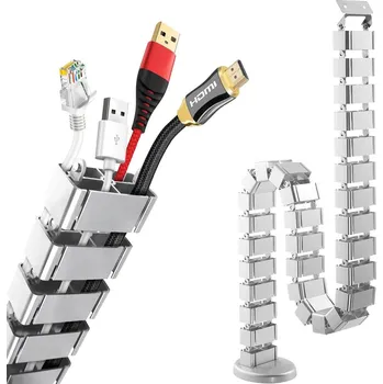 kabelová chránička Interlook QN-1501 | Kryt na kabely a vodiče 1,3m | Vertikální kabelový kanál | stříbrný