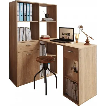 Psací stůl Psací stůl MINESON s regálem, dub sonoma