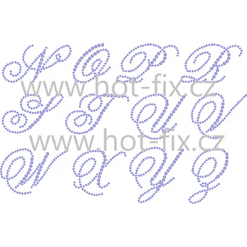 FM008V - monogramy - písmena abecedy N-Z, nažehlovací hot-fix kamínková aplikace na textil, rozměry v popisu barva kamenů - písmena: broušené kameny barva 101 Crystal /stříbrná, písmeno: písmeno N