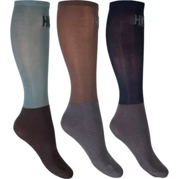 Jezdecké oblečení Podkolenky HKM Microcotton Colour - sada 3 párů, tmavě hnědá/zelená, 35/37