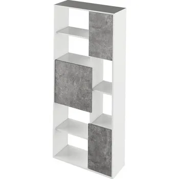 Knihovna Policový regál ULIMI, bílá/beton