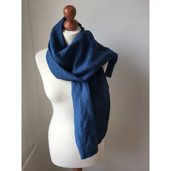 Šála Tom Linen Lněný šál Navy Washed