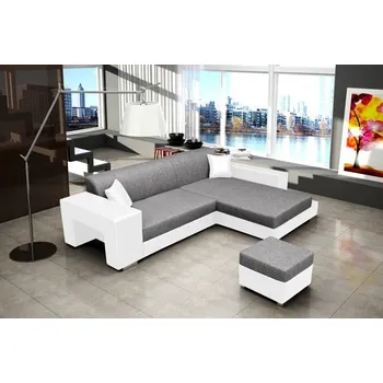 Sedací souprava Falco Rohová sedací souprava Oskar, rozkládací s úložným prostorem, pravá, světle šedá Inari 91/bílá Soft 1