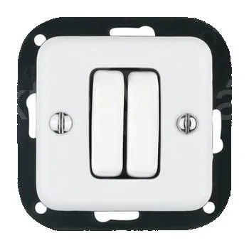 vypínač VINTAGE 2 tlačítko (žaluzie) bílá hranaté bez rámečku klapka keramika S220QX