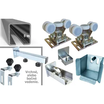 Sada pro výrobu samonosných posuvných vrat do šířky průjezdu 3,5 m 80×80×5 (SADA-08) Typ vedení: Boční vedení, Typ rolen: Kovové role